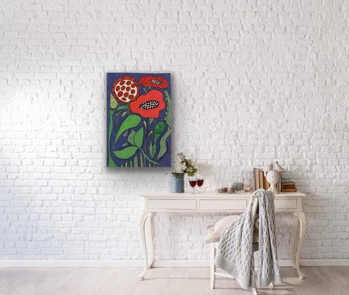 Original Abstract Painting Modern Pop Art Blue Yellow Green - photo 3