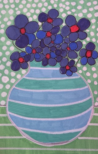 Flowers Floral Vase Original Art Painting By Annette Violet Sawe