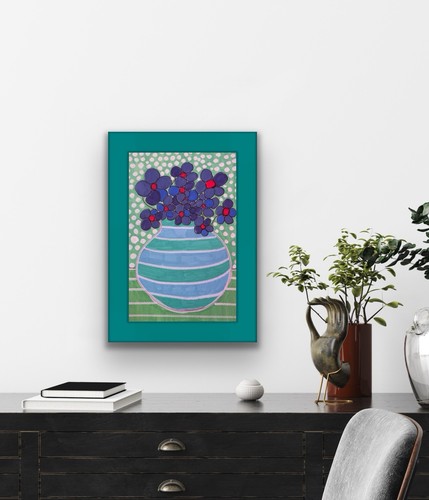 Flowers Floral Vase Original Art Painting By Annette Violet Sawe - photo 3