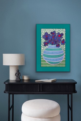 Flowers Floral Vase Original Art Painting By Annette Violet Sawe - photo 5