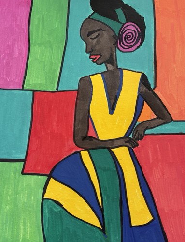 Original African American Woman Painting 9x12 Signed OOAK