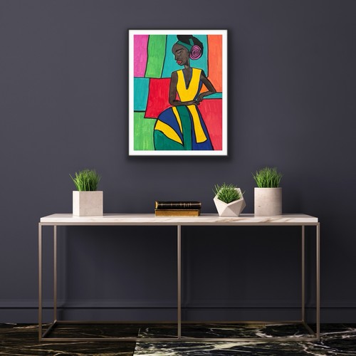 Original African American Woman Painting 9x12 Signed OOAK - photo 3