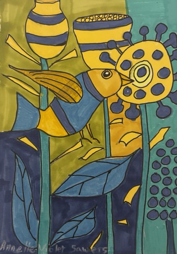 Original Abstract Painting Modern Pop Art Blue Yellow Green