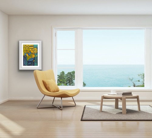 Original Abstract Painting Modern Pop Art Blue Yellow Green - photo 4