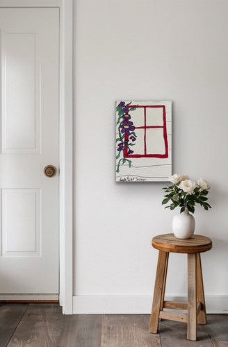 Flowers Forna Floral Red Purple Pink Blue Orig Art Painting - photo 5