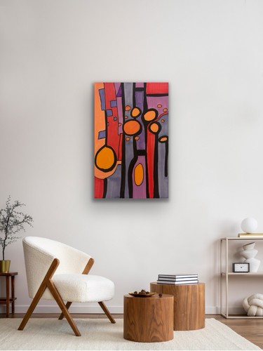 Original Abstract Painting Modern Pop Art Blue Yellow Green - photo 2