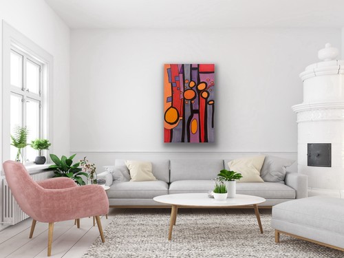 Original Abstract Painting Modern Pop Art Blue Yellow Green - photo 4