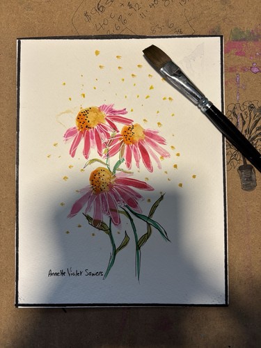 Flowers Garden OOAK Contemporary Blue Original Art Painting - photo 4