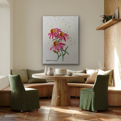 Flowers Garden OOAK Contemporary Blue Original Art Painting - photo 5