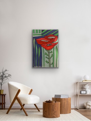 Original Abstract Painting Modern Pop Art Blue Yellow Green - photo 2