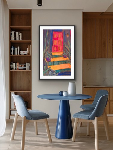 Door Southwest Original Orange Green Cactus Painting - photo 5