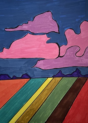 Abstract Landscape Fields Blue Original Art Painting