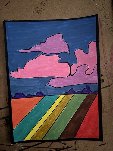 Abstract Landscape Fields Blue Original Art Painting - photo 2