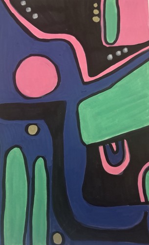 Original Abstract Acrylic Painting Modern Geometric Pop Art