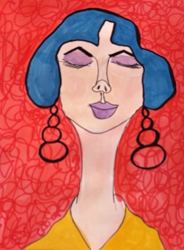 Girl With Earrings, Bright Colours, Female, Portrait original ar