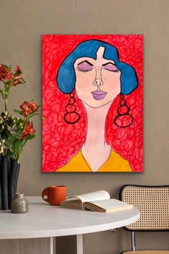 Girl With Earrings, Bright Colours, Female, Portrait original ar - photo 2