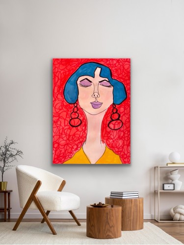 Girl With Earrings, Bright Colours, Female, Portrait original ar - photo 3