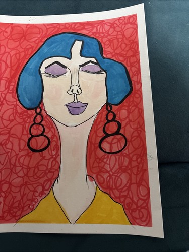 Girl With Earrings, Bright Colours, Female, Portrait original ar - photo 4