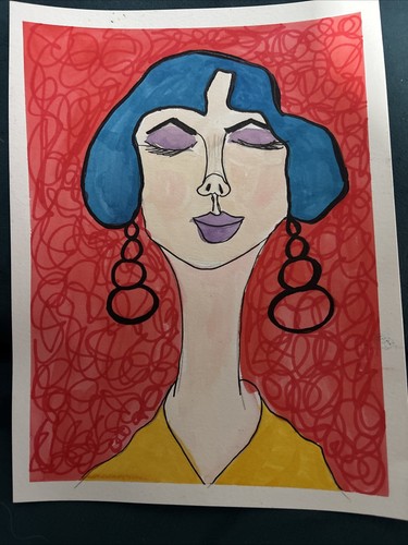 Girl With Earrings, Bright Colours, Female, Portrait original ar - photo 5