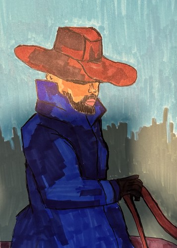 Cowboy Horse Rodeo Contemporary Blue Original Art Painting