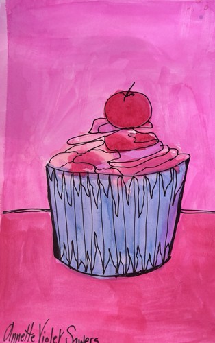 Cup Cake Pink Sweet Dessert Art Painting By Artist