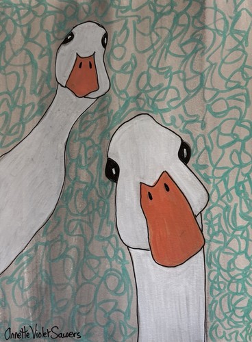 Goose Geese Farm Bird Wildlife Country Original Artwork