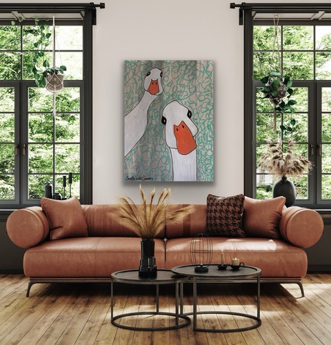 Goose Geese Farm Bird Wildlife Country Original Artwork - photo 3
