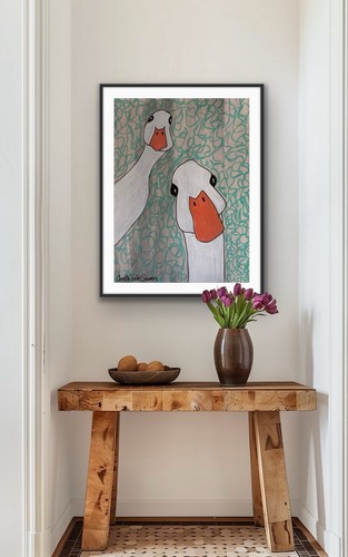 Goose Geese Farm Bird Wildlife Country Original Artwork - photo 5