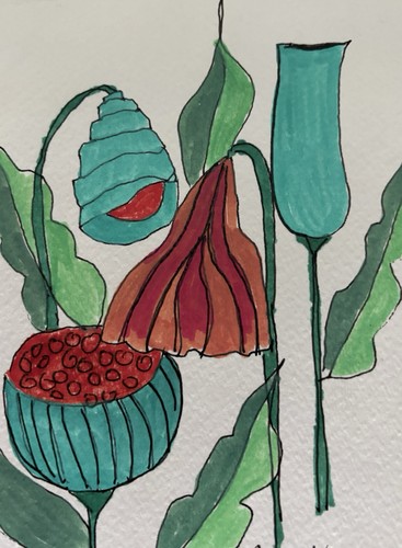 Flowers Forna Floral Original Art Painting by Annette Sawers