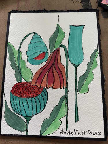 Flowers Forna Floral Original Art Painting by Annette Sawers - photo 2