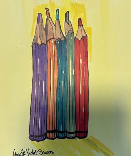 Original Hand-Painted Mixed Media Artwork by Annette Violet