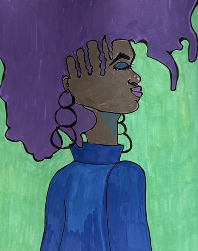 African American Purple Green Original Art Painting