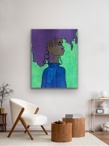 African American Purple Green Original Art Painting - photo 3