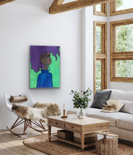 African American Purple Green Original Art Painting - photo 4
