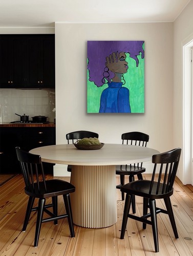 African American Purple Green Original Art Painting - photo 5