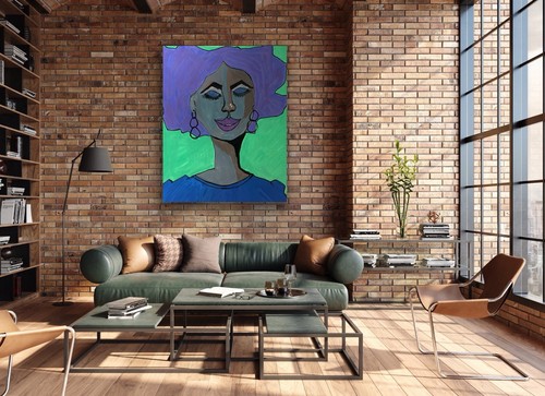 African American Purple Green Original Art Painting - photo 3