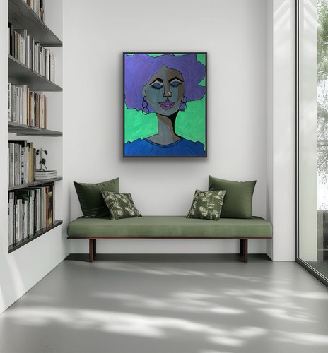 African American Purple Green Original Art Painting - photo 4