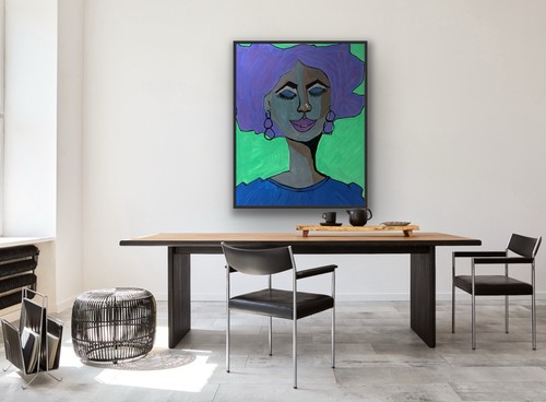 African American Purple Green Original Art Painting - photo 5