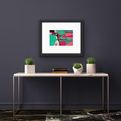 Abstract Green Yellow Black Orange Red original artwork - photo 3