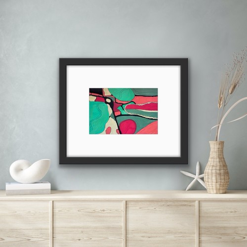 Abstract Green Yellow Black Orange Red original artwork - photo 4