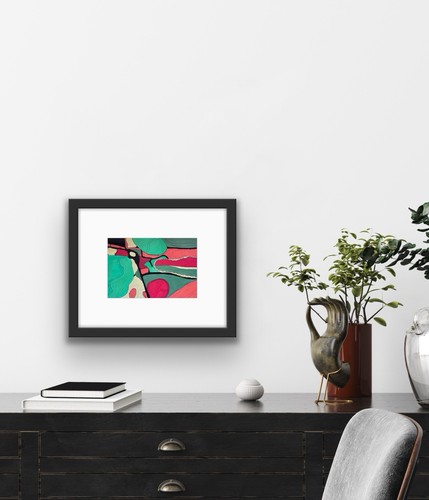 Abstract Green Yellow Black Orange Red original artwork - photo 5