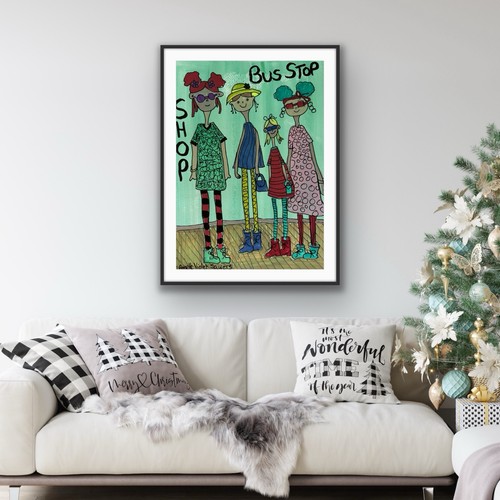 Girls Out Shopping, And Lunch, Original Art Painting - photo 2