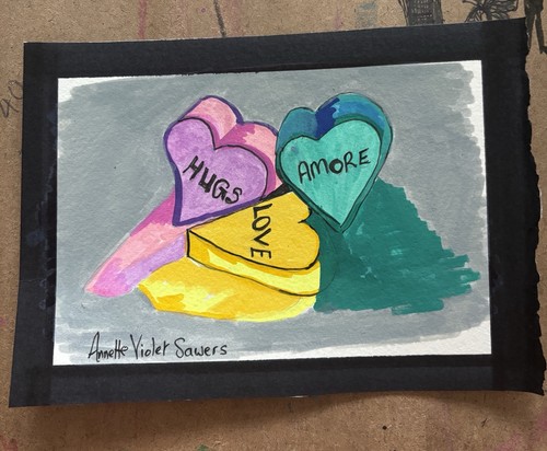 Original Small Art Love Hearts Candy Sweets by Artist - photo 2