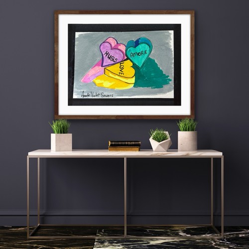 Original Small Art Love Hearts Candy Sweets by Artist - photo 3