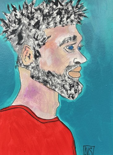 Guy Make Gay Bright Colours, Blue Purple Red Portrait