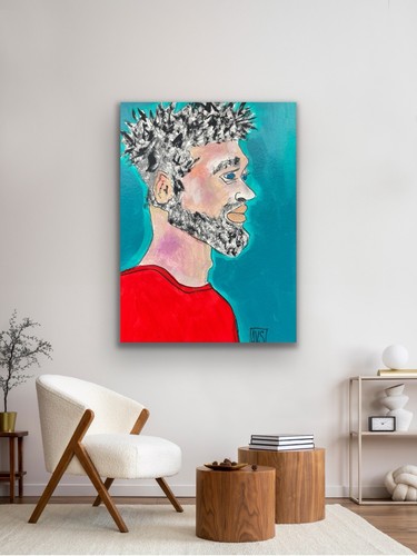 Guy Make Gay Bright Colours, Blue Purple Red Portrait - photo 2