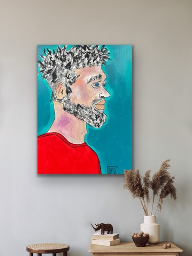 Guy Make Gay Bright Colours, Blue Purple Red Portrait - photo 4
