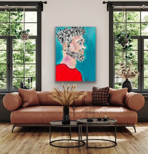Guy Make Gay Bright Colours, Blue Purple Red Portrait - photo 5