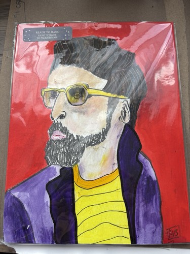 Guy Make Gay Bright Colours, Blue Purple Red Portrait - photo 2