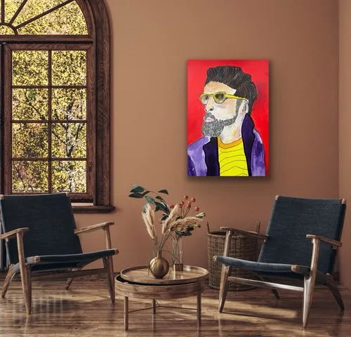 Guy Make Gay Bright Colours, Blue Purple Red Portrait - photo 3